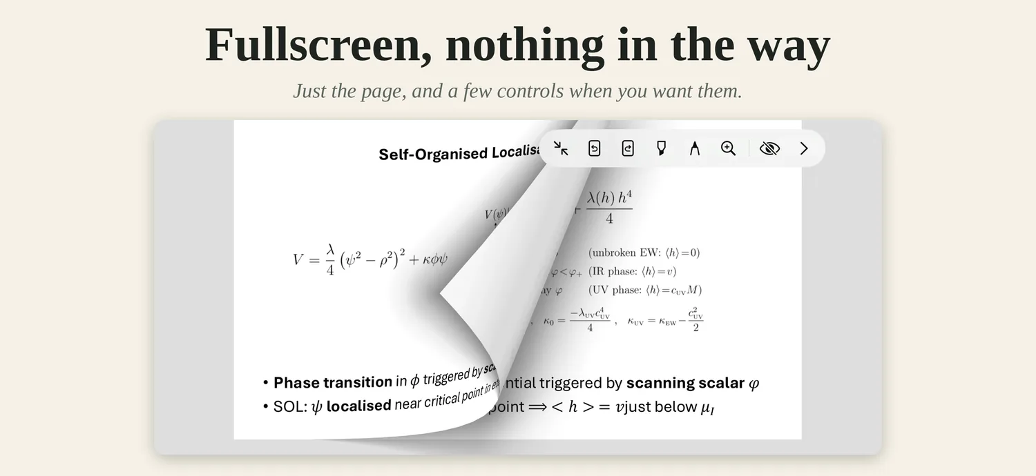 A slide in fullscreen on iPhone, with a small cluster of controls.